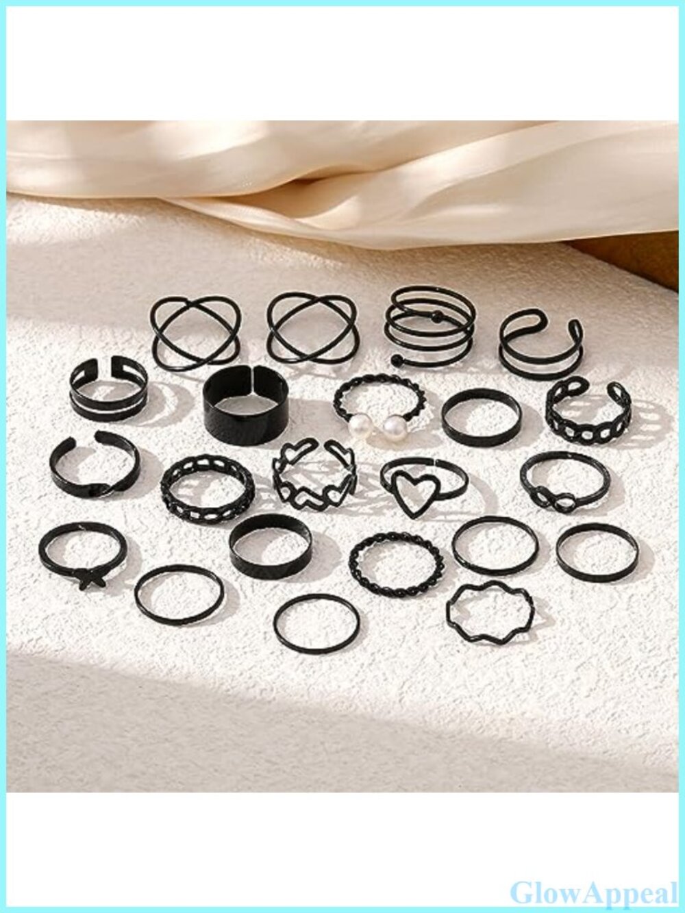22 Pcs Knuckle Rings Set Stackable Joint Rings Butterfly Pearl Heart Open - Picture 3 of 5
